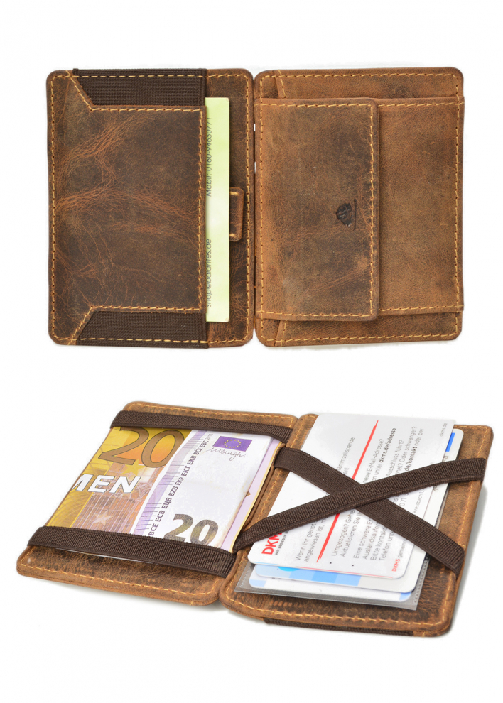 Vintage magic wallet coinpocket RFID Leder